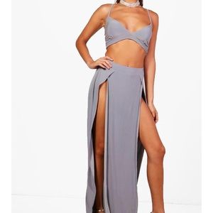 NWT Silver split maxi dress and matching top